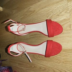 h&m red suede strappy open toes heels size 5.5